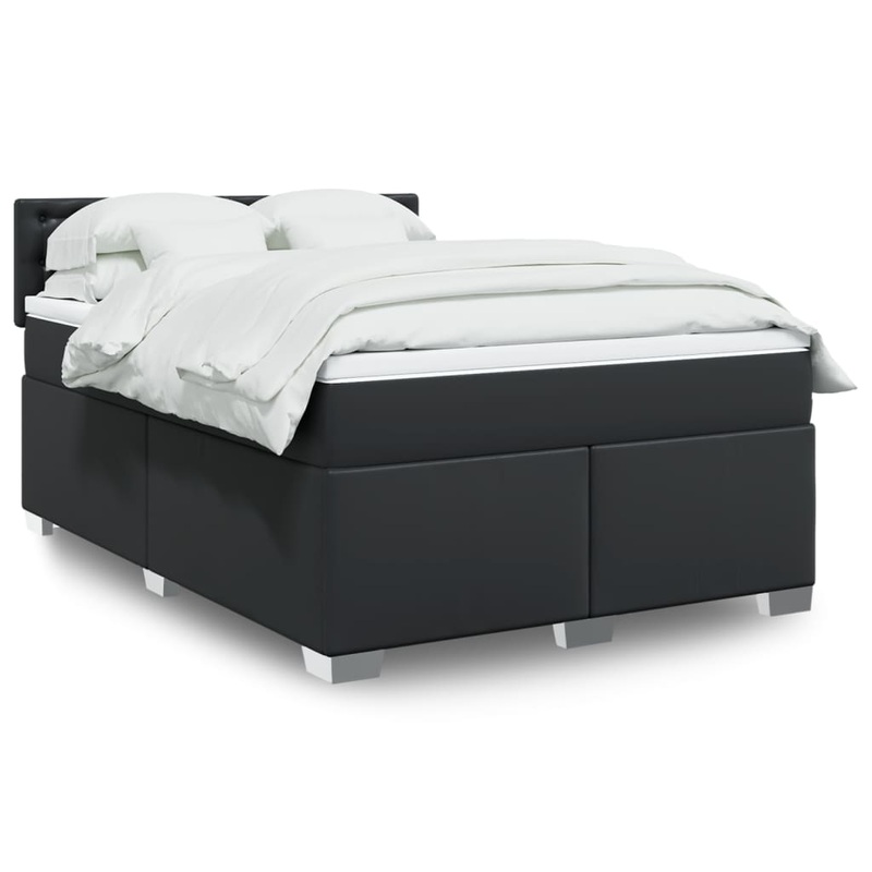 Sommier  lattes de lit avec matelas Noir 140x190 cm Similicuir