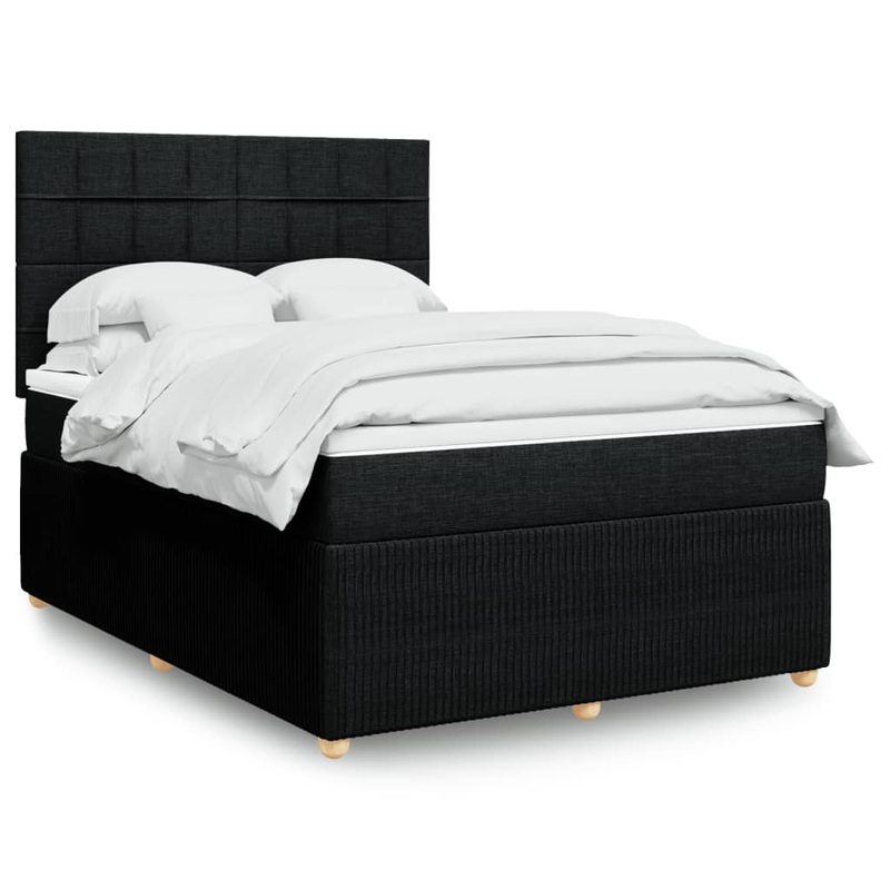 Sommier  lattes de lit avec matelas Noir 140x200 cm Tissu