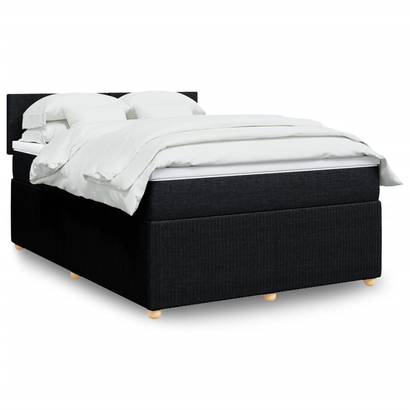 Sommier  lattes de lit avec matelas Noir 160x200 cm Tissu