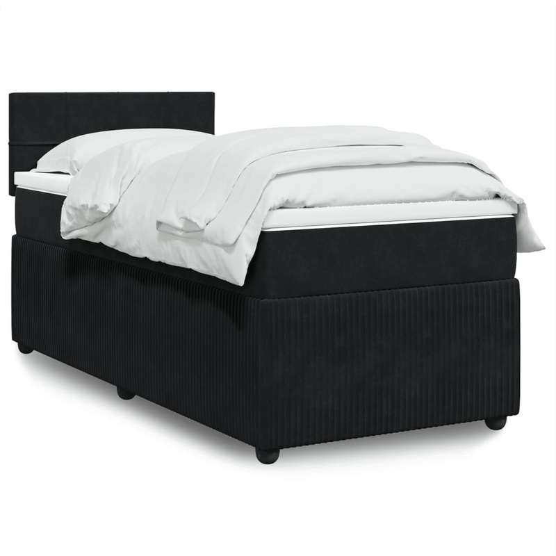 Sommier  lattes de lit avec matelas Noir 90x190 cm Velours
