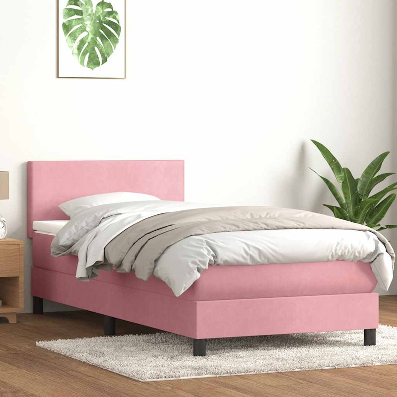 Sommier  lattes de lit avec matelas rose 90x220 cm velours