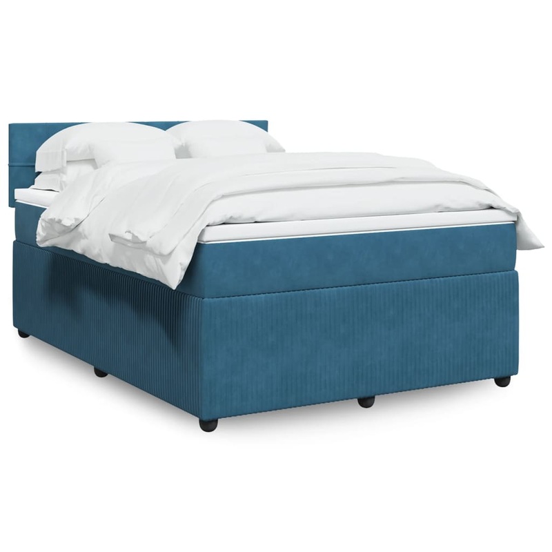 Sommier  lattes de lit et matelas bleu 140x200 cm velours