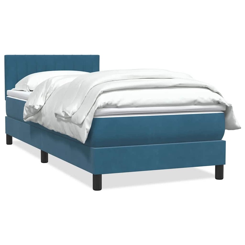 Sommier  lattes de lit et matelas bleu fonc 100x220cm velours