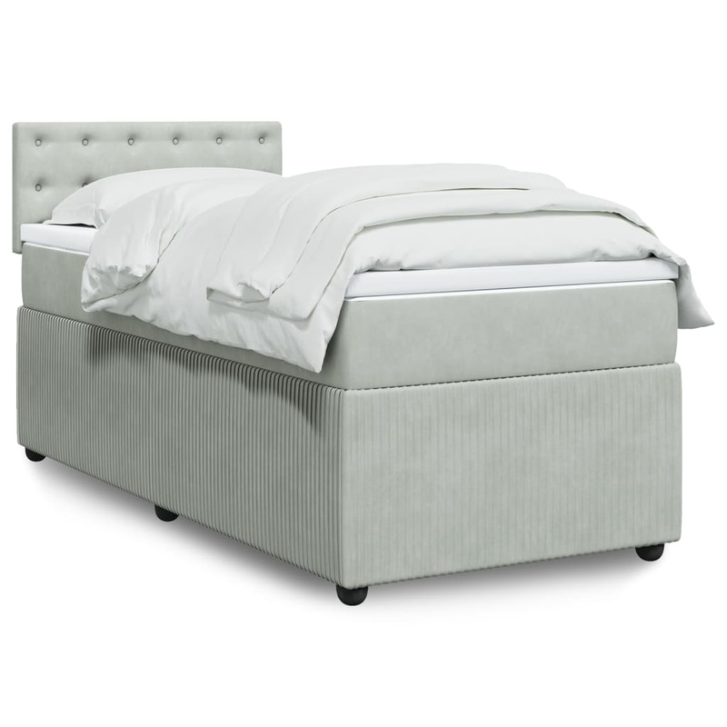 Sommier  lattes de lit et matelas Gris clair 90x190 cm Velours