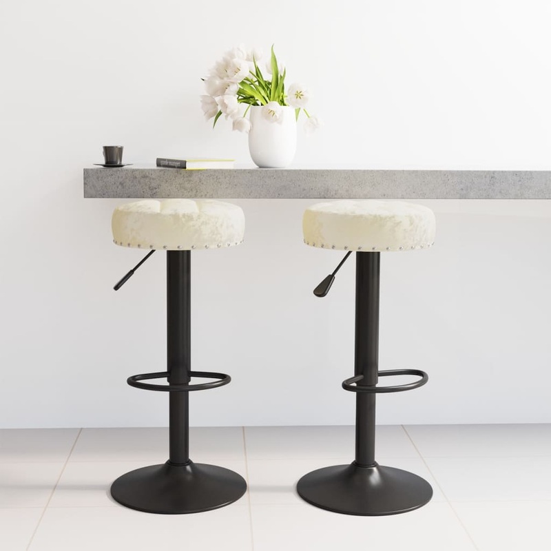 Tabourets de bar lot de 2 crme velours